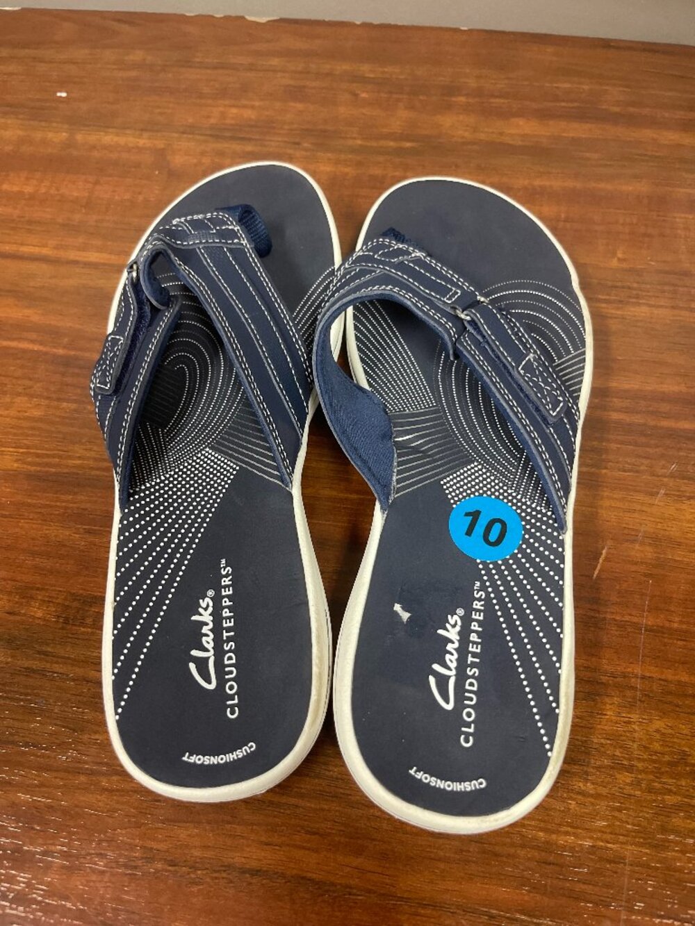 Clarks Cloudsteppers Cushion Soft Flip Flops Navy Blue/Breeze Sea Womens 10M